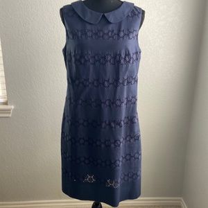 Boden Navy Eyelet Cotton Shift Dress, size 8